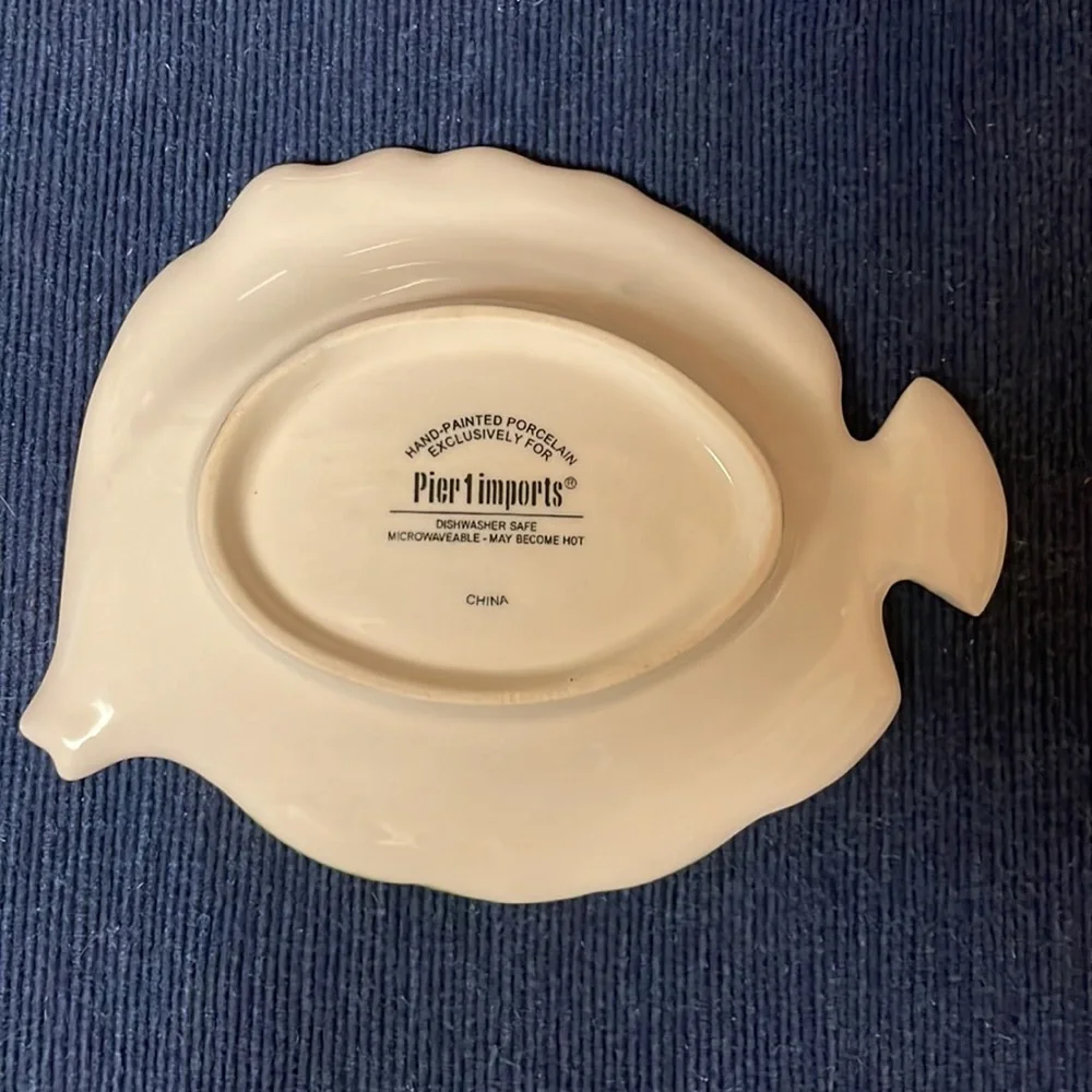 Pier 1 imports hand painted, flawless, porcelain tropical fish dish.